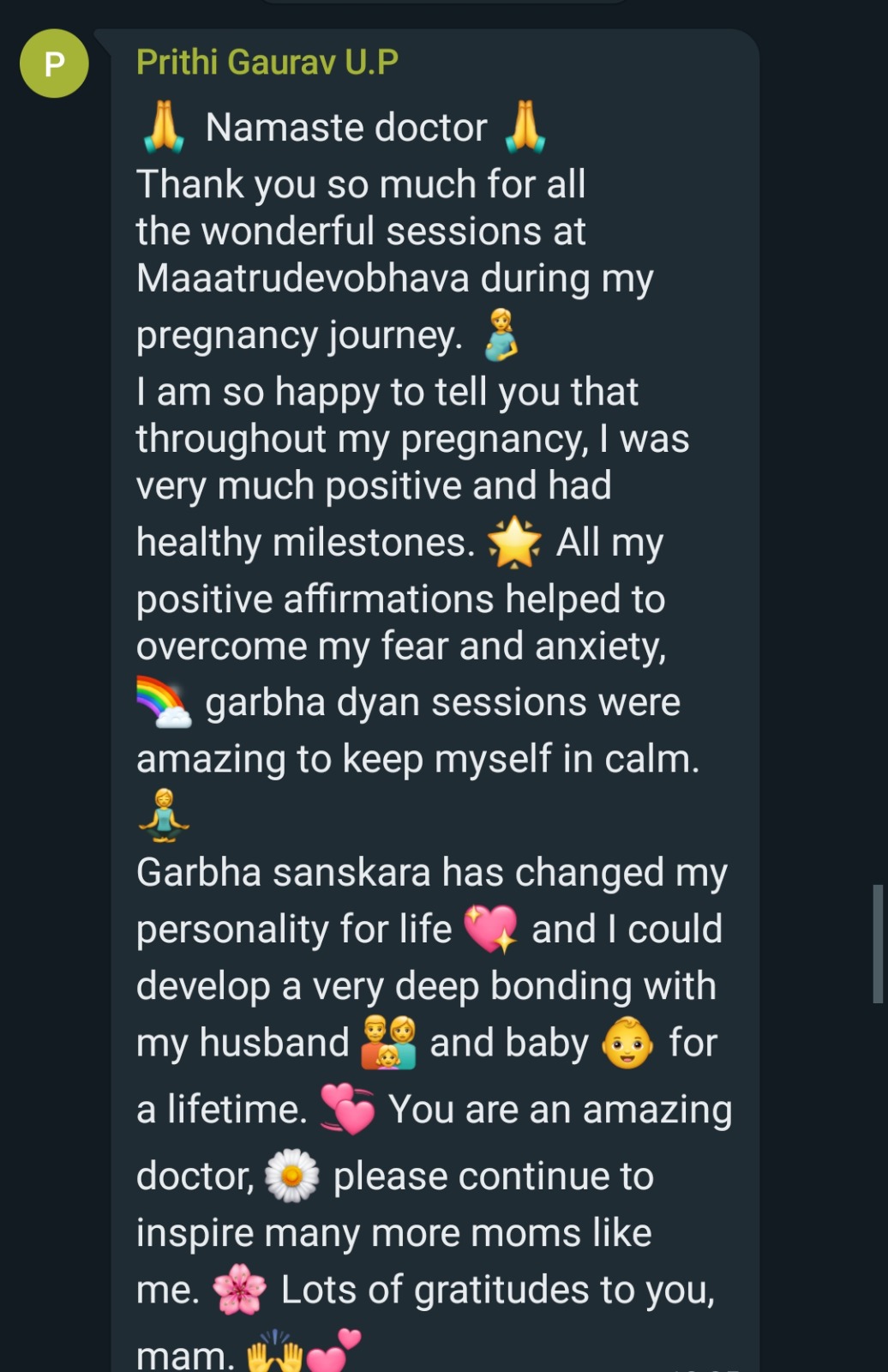 Prithi: affirmations overcame fear, deep bonding with husband and baby