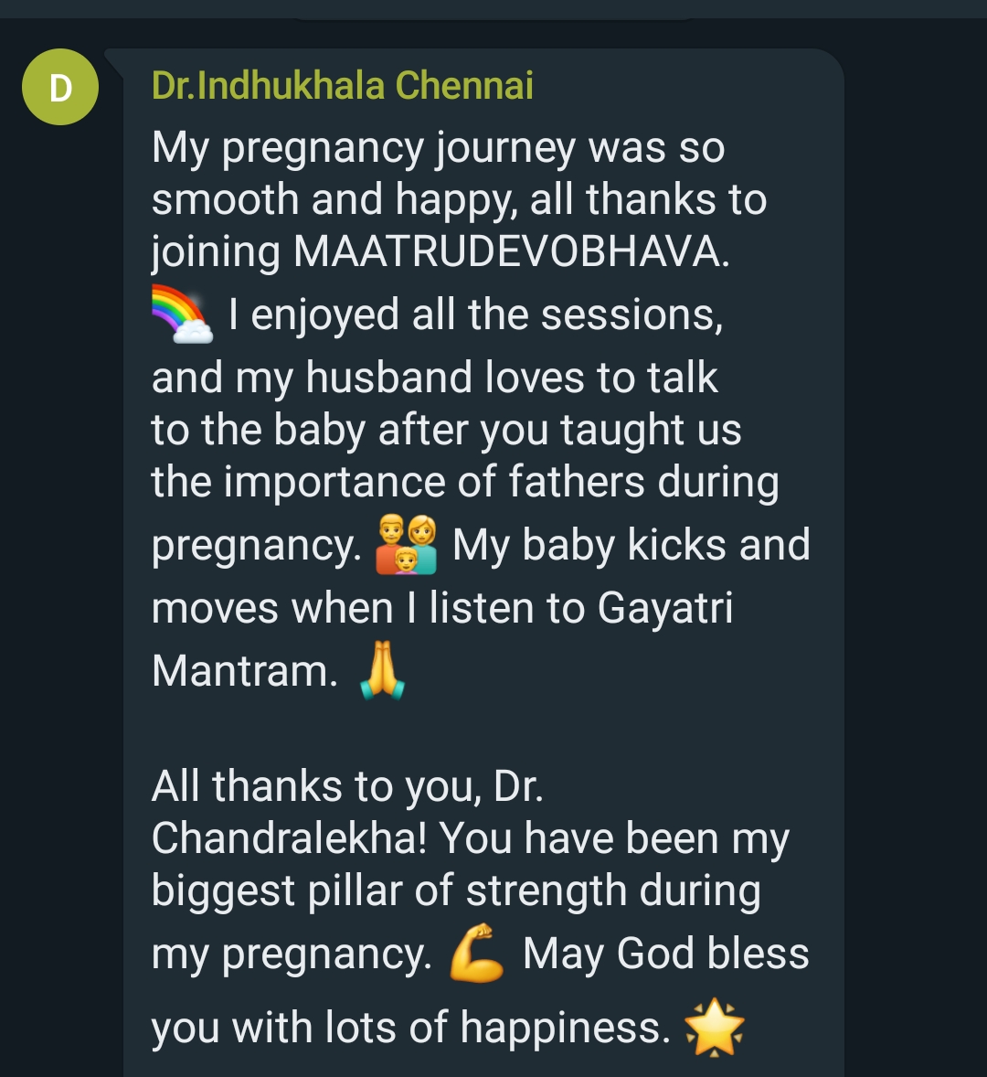 Dr. Indhukhala: husband loves talking to baby, biggest pillar of strength