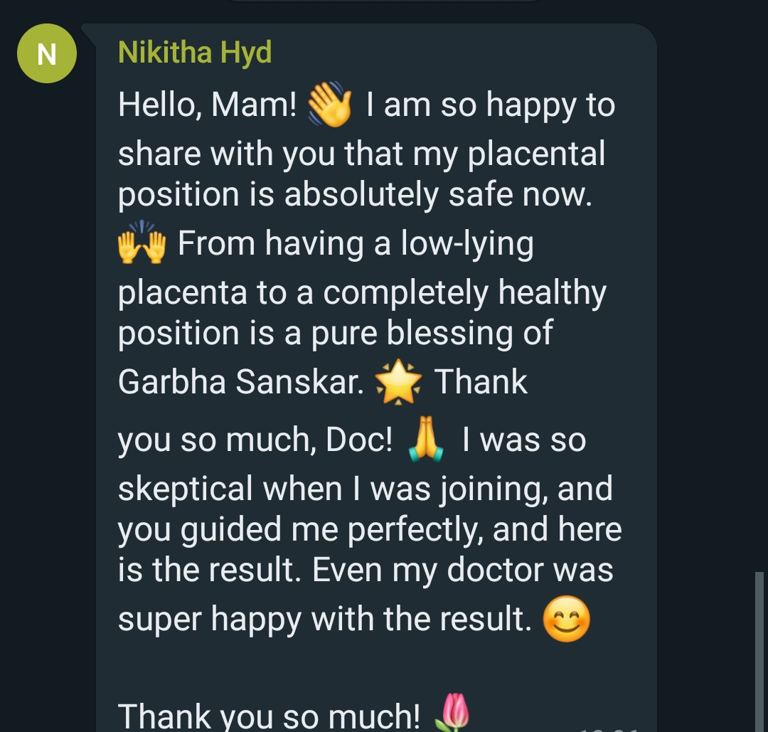 Nikitha: low-lying placenta moved to safe position, doctor amazed