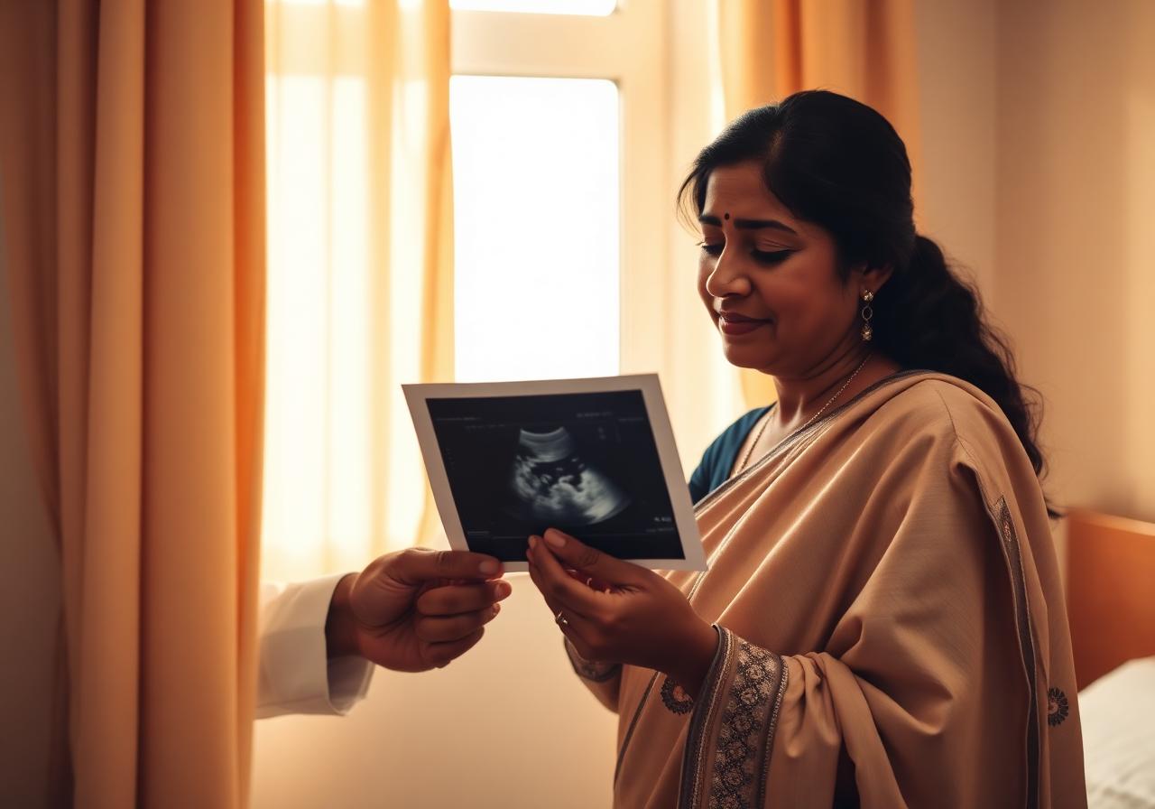 Parents looking at an ultrasound scan together
